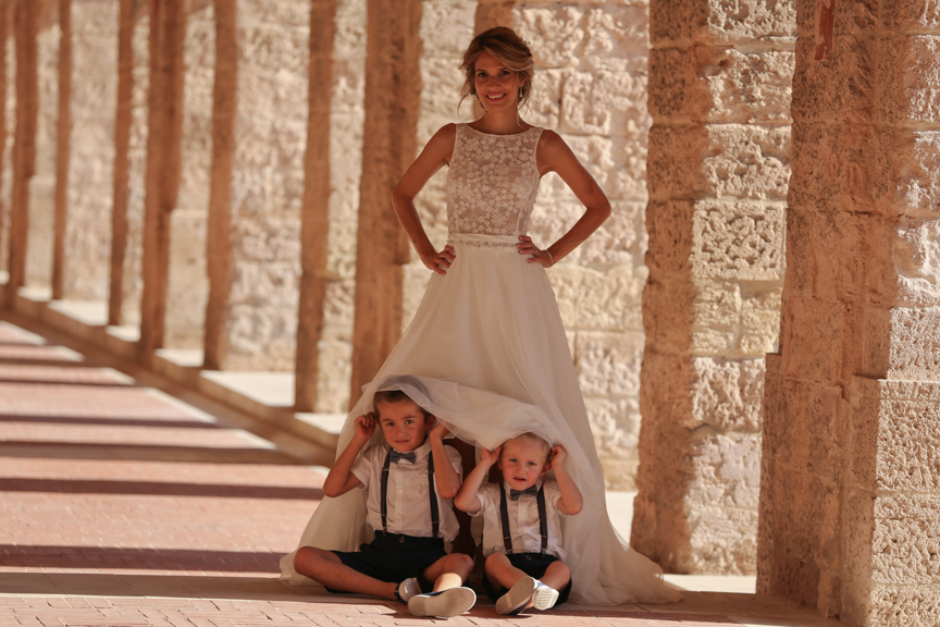 Portrait de la mariée Portrait de la mariée, avec des enfants